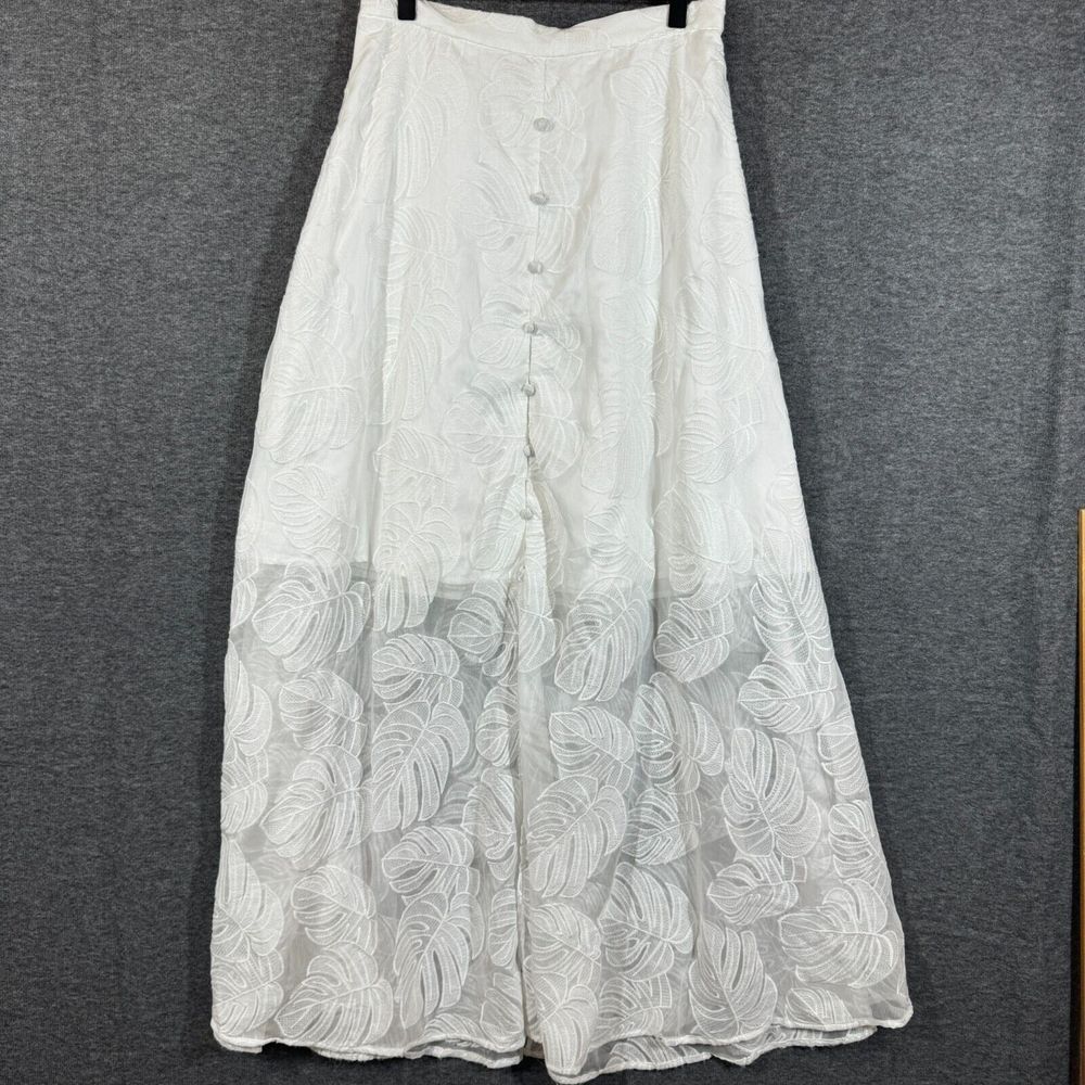 Hutch Anthropologie Maxi Dress Womens Medium M White Lined Lace Button Front